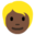 person, dark skin tone, blond hair